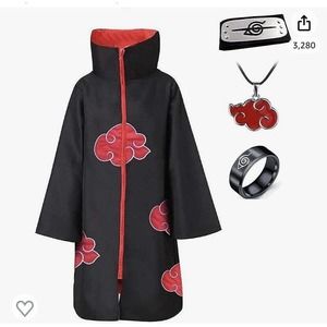 Naruto Tobi Obito Cosplay Costume Akatsuki Long Sleeve Cloak for Kids 8-10